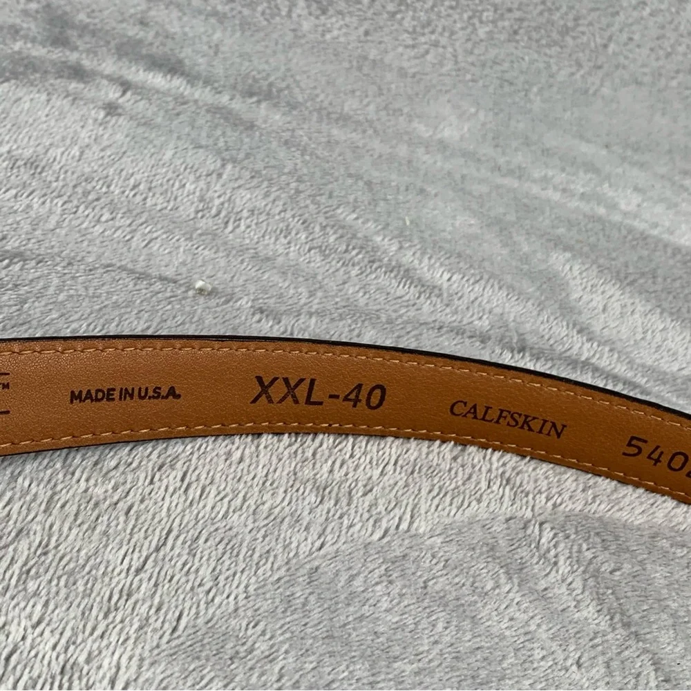 SAS‎ Belt XXL 40 Brown with Brass Buckle Made in USA Calfskin Croc Embossed Flaw